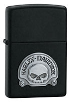 ZIPPO H-D SKULL EMBLEM - BLACK MATTE 
