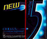 Wrigley's 5 Cobalt (Peppermint), 10 Fifteen Piece Packs 