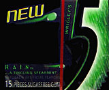 Wrigley's 5 Rain (Spearmint), 10 Fifteen Piece Packs 