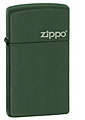 ZIPPO SLIM GREEN MATTE w/ ZIPPO LOGO 