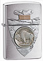 ZIPPO PIERCING BUFFALO NICKEL EMBLEM - BRUSHED CHROME 