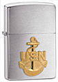 ZIPPO U.S. NAVY ANCHOR EMBLEM - BRUSHED CHROME 
