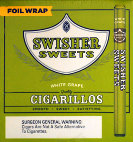 SWISHER SWEETS WHITE GRAPE CIGARILLOS FOIL WRAPPED 60CT BONUS BOX 