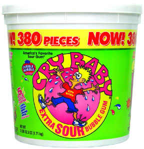 Dubble Bubble Cry Baby Extra Sour Gum 380 Count Tub 
