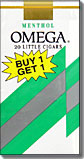OMEGA FILTERED LITTLE CIGARS - MENTHOL - BUY ONE GET ONE FREE! 
