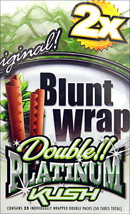 BLUNT WRAP DOUBLE PLATINUM - KUSH - 25 PACKS OF 2 