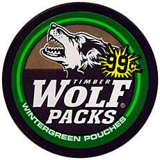 TIMBER WOLF PACKS WINTERGREEN POUCHES 12CT CARTON - SPECIAL PROMOTION 