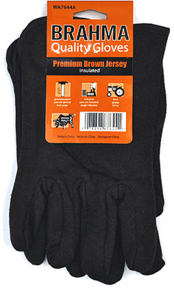 Brahma Brown Jersey Gloves Insulated- 12 Pairs 