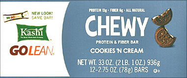 Kashi Go Lean Chewy Protein & Fiber Bar Cookies N' Cream - 12-2.75oz Bars 