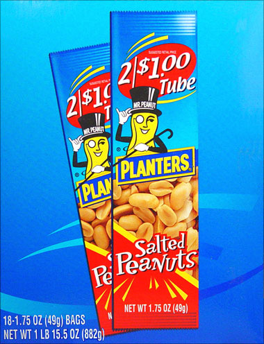 PLANTERS SALTED PEANUTS 18/1.75OZ TUBES 