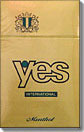 YES INTERNATIONAL MENTHOL KING BOX 