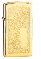 ZIPPO SLIM VENETIAN - HIGH POLISH BRASS 