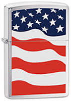 ZIPPO AMERICAN FLAG - BRUSHED CHROME 