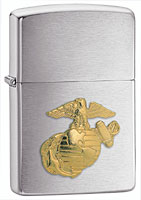 ZIPPO U.S. MARINES EMBLEM - BRUSHED CHROME 